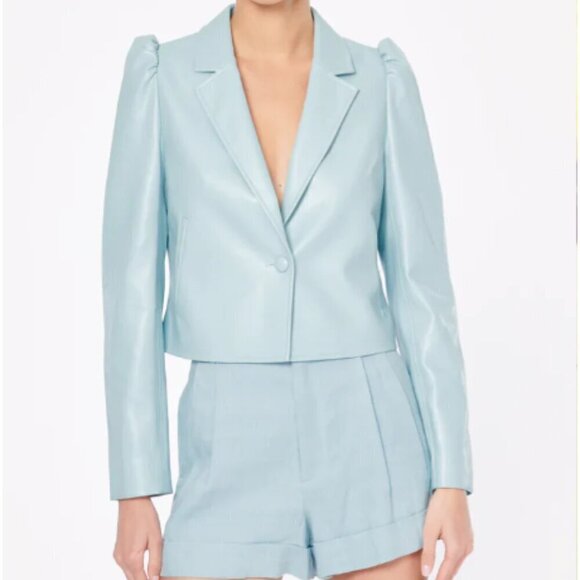Cami Nyc Aliette Vegan Leather Jacket In Cove Blue sz XS - Picture 1 of 6